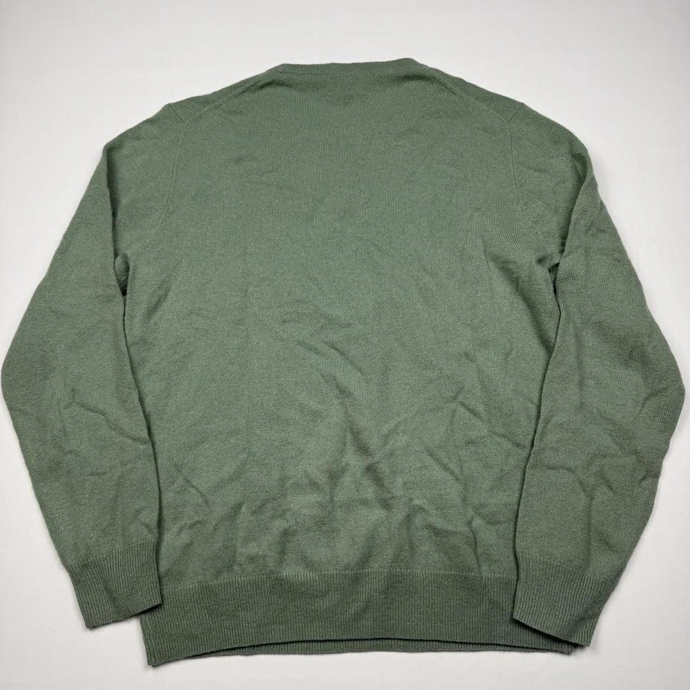 J Crew Sweater Mens Medium Green 100% Cashmere Crewneck Pullover Lightweight